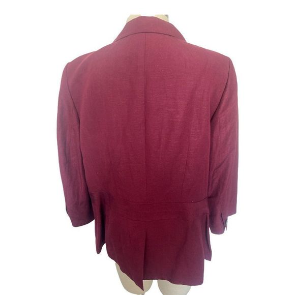 Talbots blazer burgundy linen blend womens sz 12W - Picture 5 of 11